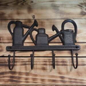 Rustic Black Watering Can Wall Hook